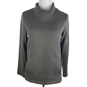 Serra Quilted Kangaroo Pocket Sweatshirt Women's Medium Marled Charcoal Gray NEW